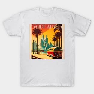 Saudi Arabia Cityscape Vintage Travel Art Poster T-Shirt